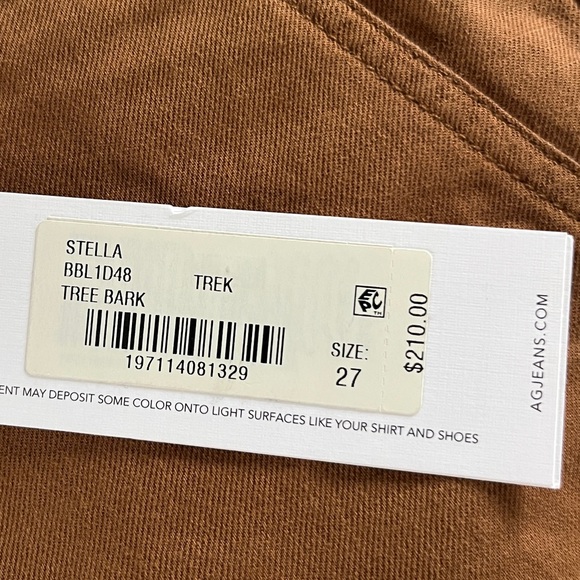 NWT AG Stella LOW SLUNG PALAZZO Linen Blend Wide Leg Pant Tree Bark 27 Rust Tan - Picture 9 of 10